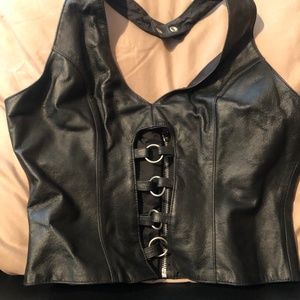 Genuine leather halter top